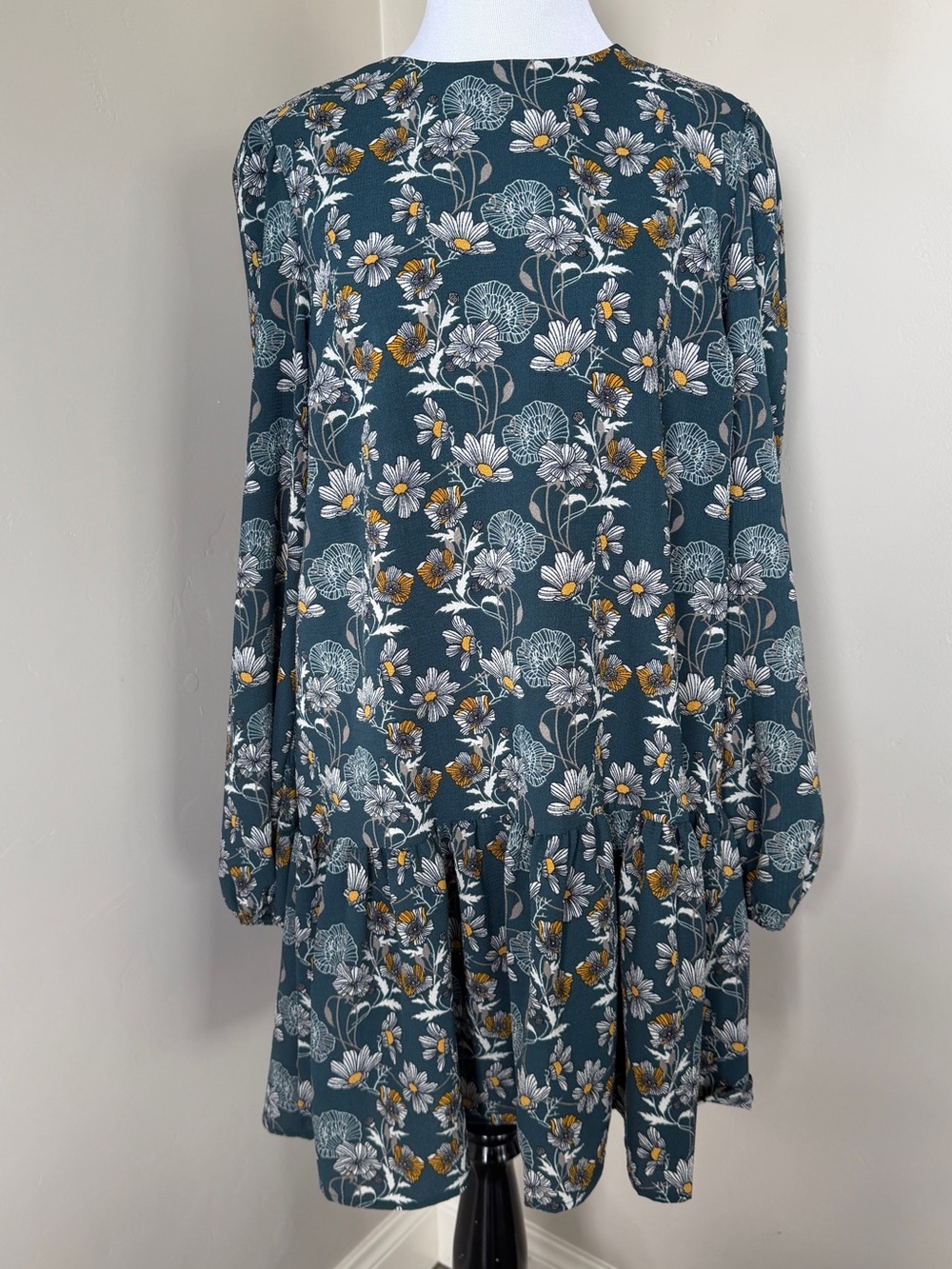 Caslon Teal Floral Long-Sleeve Swing Dress